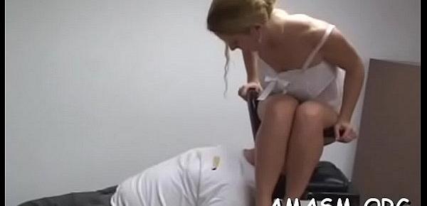  Woman stands nude and humiliates lad in femdom scenes